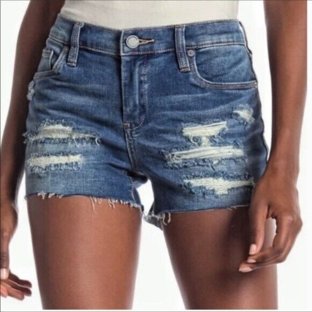 Blank Nyc Size 27 The Essex Shorts Distressed Cut-Off Raw Hem High Rise Pockets